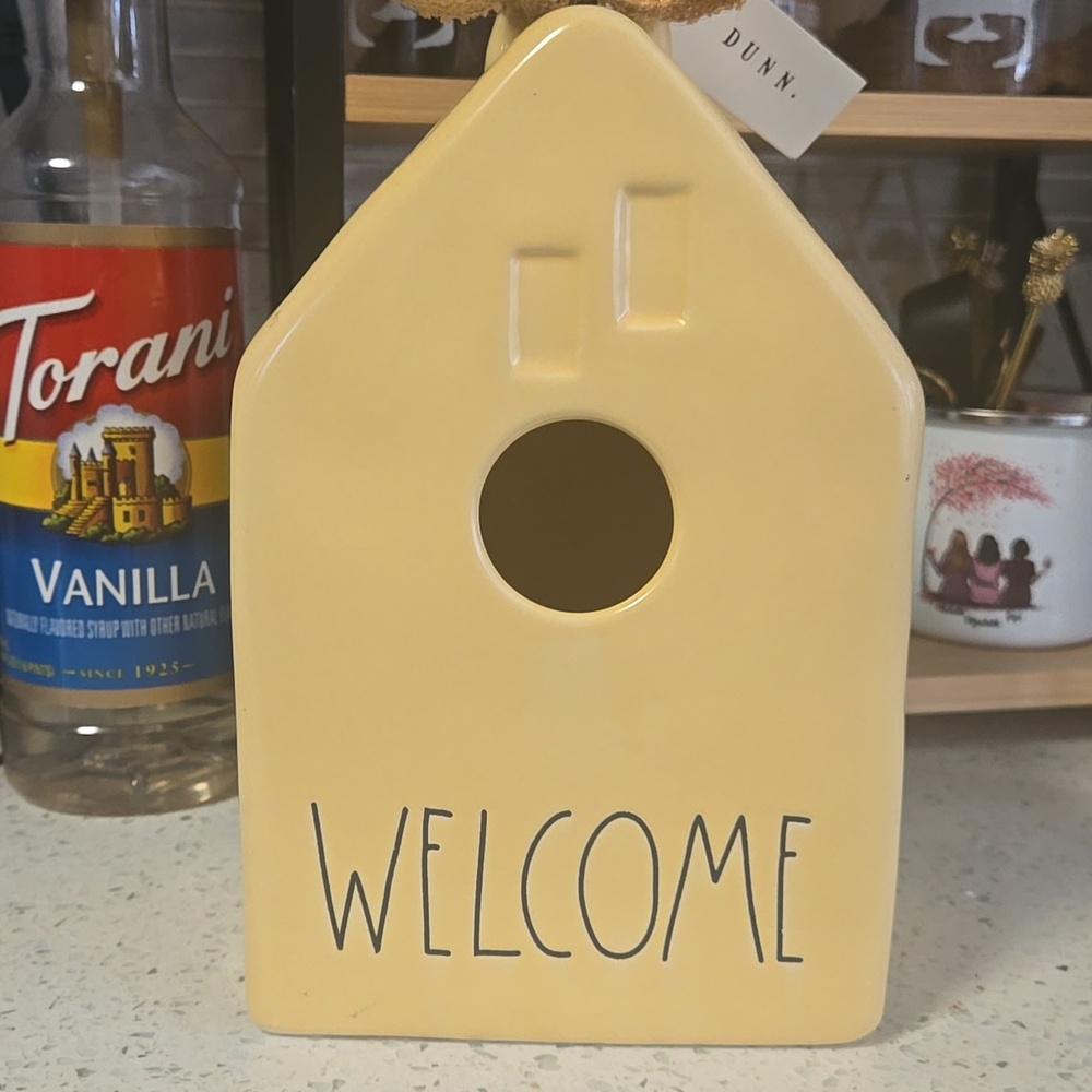 Rae Dunn Yellow 'WELCOME' Birdhouse Decor - Picture 2 of 7